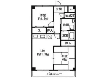 セントポーリア岸和田(2LDK/3階)の間取り写真
