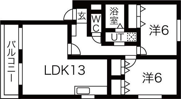 コート半田東 A棟(2LDK/2階)の間取り写真