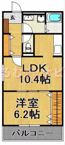 アシスト博多南(1LDK/2階)の間取り写真