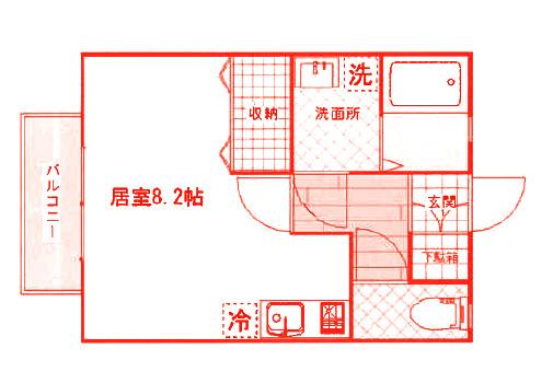 ロゼオルテンシア(ワンルーム/1階)の間取り写真
