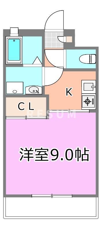 エクセルVI(1K/2階)の間取り写真