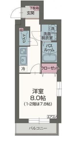 グレース・エステート(1K/2階)の間取り写真