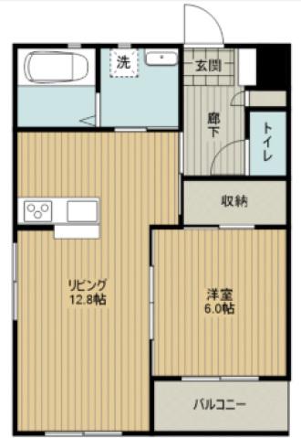 田畑ハイツルシアスII(1LDK/3階)の間取り写真