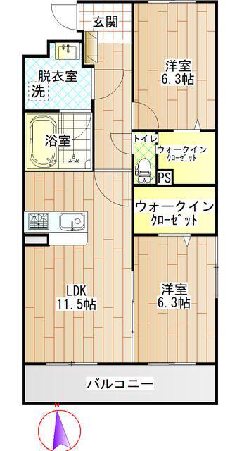 LUSORA OSATO(2LDK/1階)の間取り写真