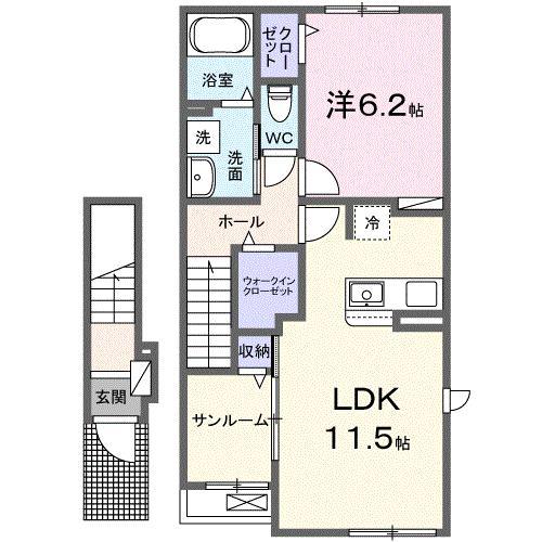 ヴィラ ファイン(1LDK/2階)の間取り写真