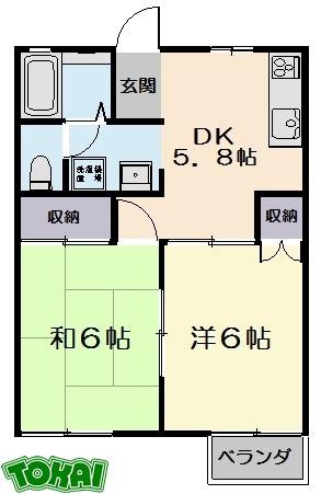 スパークシティ(2DK/1階)の間取り写真