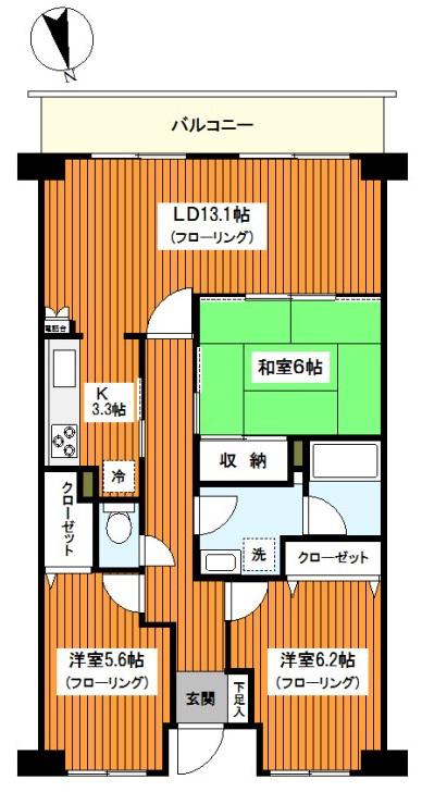 TS GARDEN横浜岸根公園(3LDK/1階)の間取り写真
