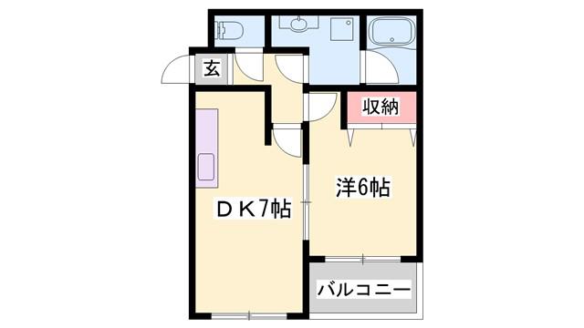 ベルシャンテ西明石II(1DK/3階)の間取り写真