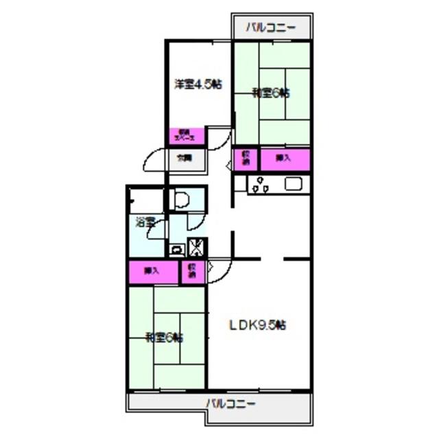 リバーサイドしろきた42号棟(3LDK/5階)の間取り写真