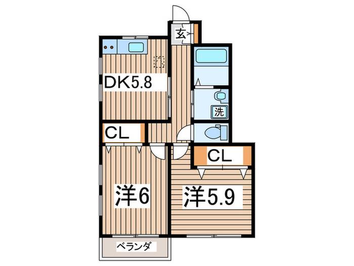 第五ダイソーハウス(2DK/1階)の間取り写真