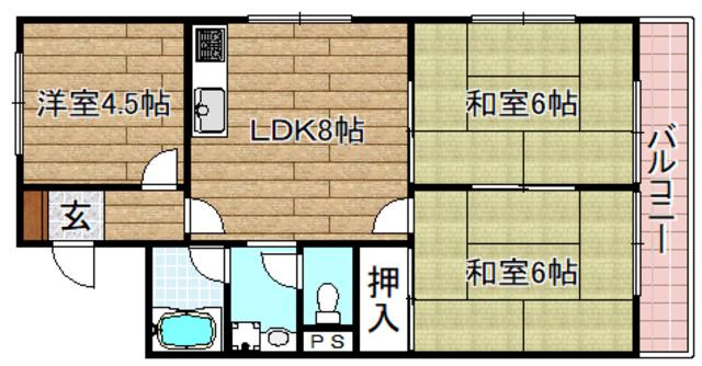 フローレ長谷川(3DK/2階)の間取り写真