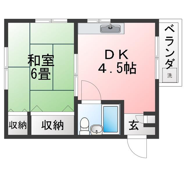 マンション小林(1DK/5階)の間取り写真