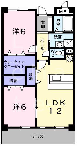 コントレイル(2LDK/3階)の間取り写真