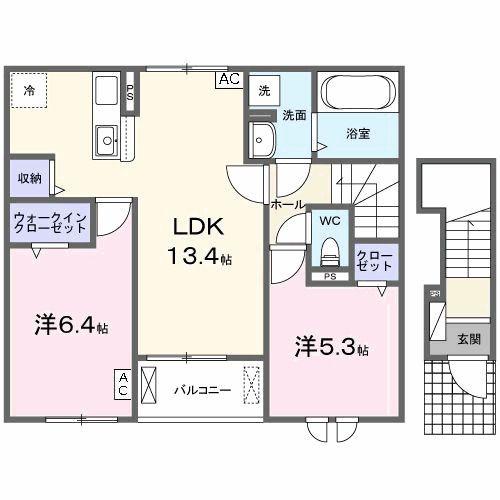 BRISE・ブリーズ(2LDK/2階)の間取り写真