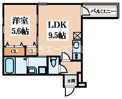 フジパレス瓜生堂II番館(1LDK/1階)の間取り写真