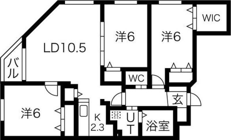 ニューロイヤル山鼻(3LDK/3階)の間取り写真