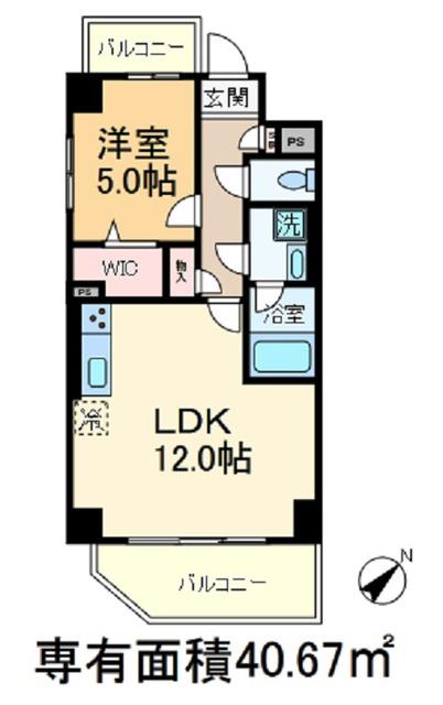ホワイル椿(1LDK/6階)の間取り写真