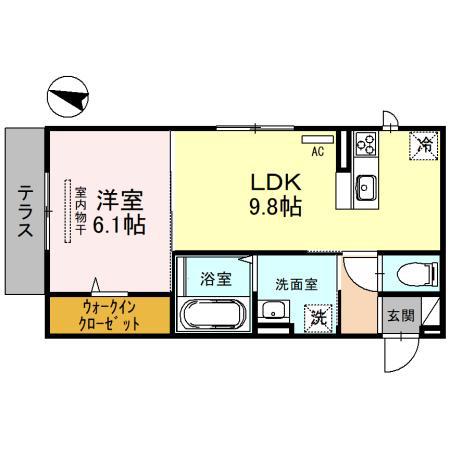 セジュール山本南(1LDK/2階)の間取り写真