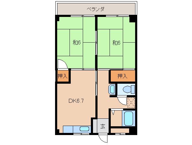 中前マンション(2DK/3階)の間取り写真