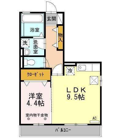 ソレーユ(1LDK/1階)の間取り写真