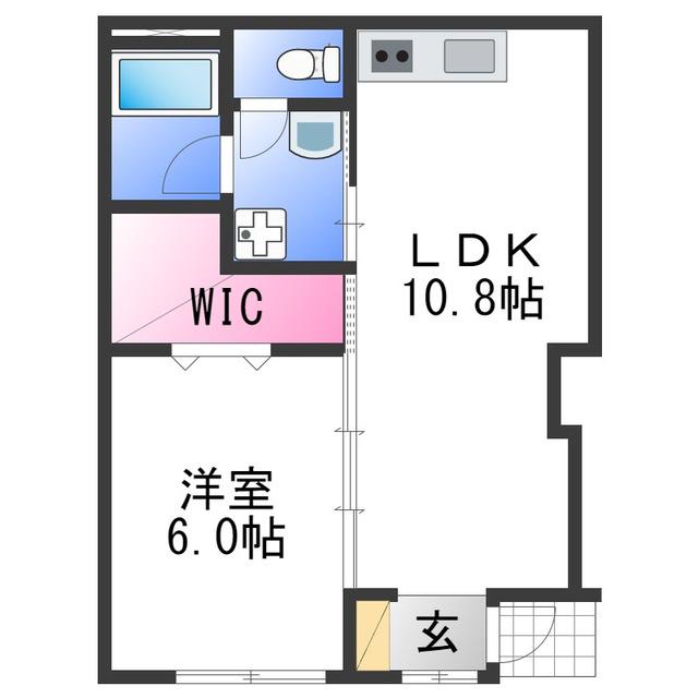 TJ紀三井寺(1LDK/1階)の間取り写真