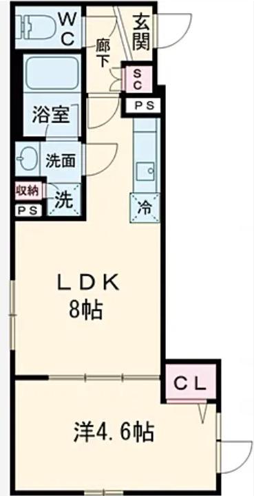 ウェルスクエアイズム用賀(1LDK/4階)の間取り写真