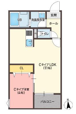 KT TERRACE稲吉(1LDK/2階)の間取り写真
