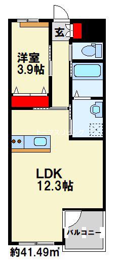 PRESTIGE DEL 西海岸(1LDK/2階)の間取り写真