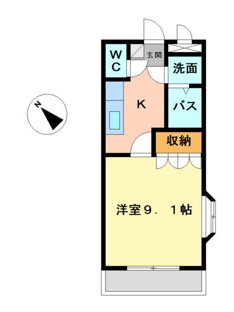 グランツII(1K/2階)の間取り写真