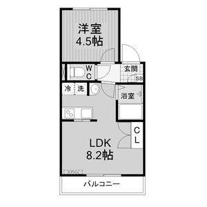 グランデュール柱(1LDK/2階)の間取り写真