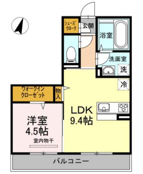 イヴェール(1LDK/2階)の間取り写真