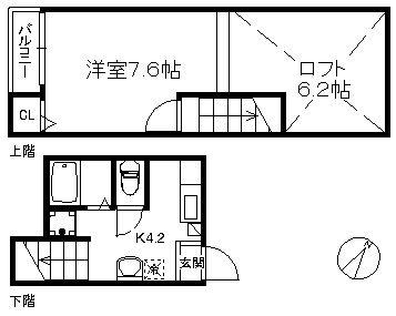 ウエスト周船寺 257(1K/2階)の間取り写真