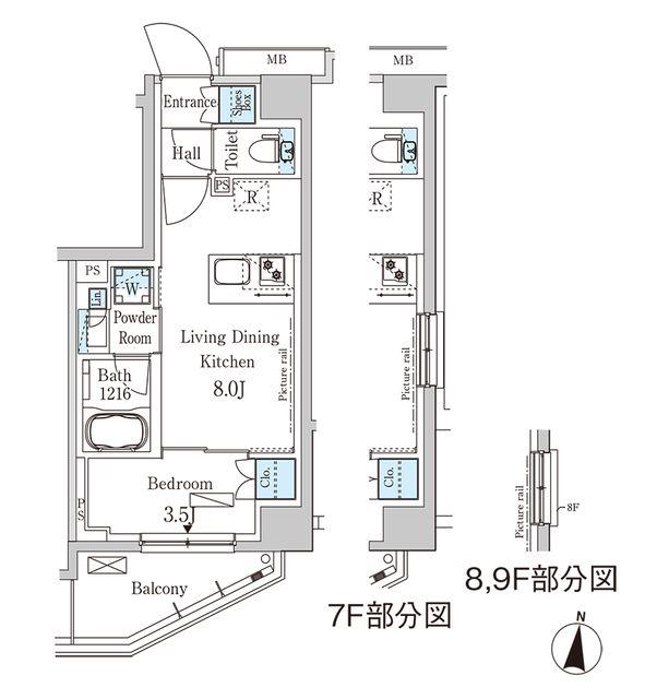パークアクシス木場キャナルイースト(1LDK/6階)の間取り写真