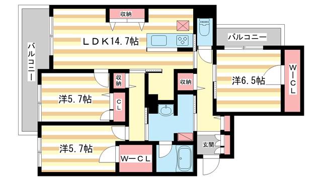 ウエストメゾン大森(3LDK/1階)の間取り写真