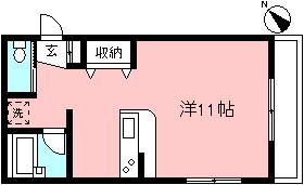 ピュアグリーン(ワンルーム/1階)の間取り写真