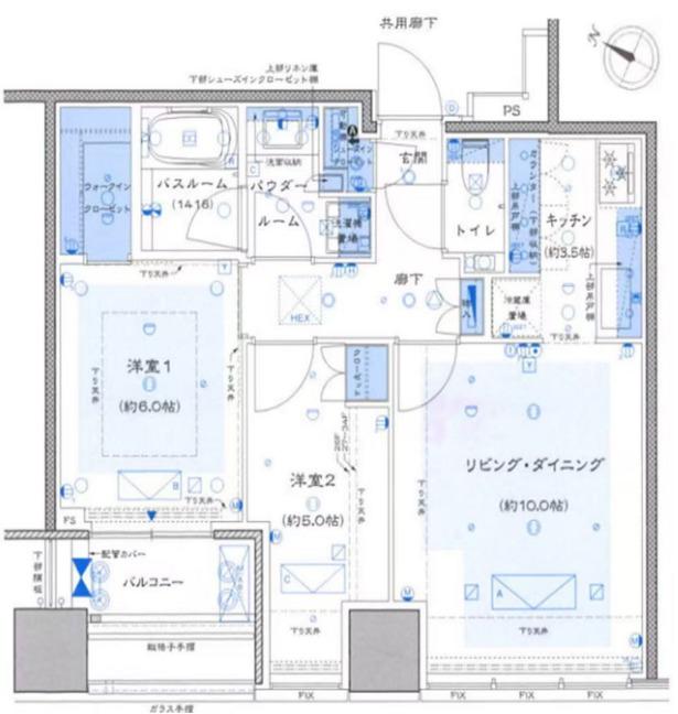 プレミストタワー白金高輪(2LDK/31階)の間取り写真