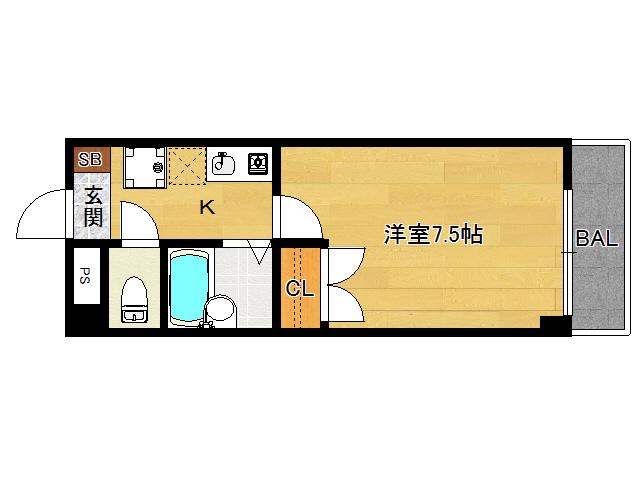 K-HOUSE(1K/3階)の間取り写真
