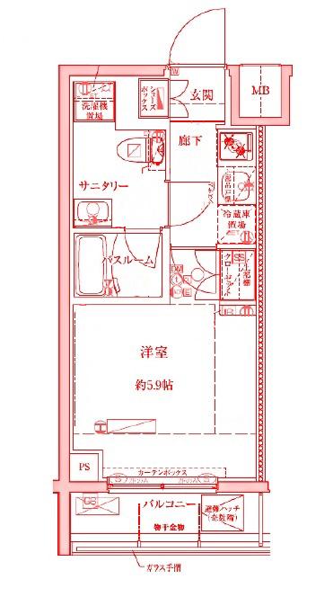 クレヴィスタ横浜関内(1K/2階)の間取り写真