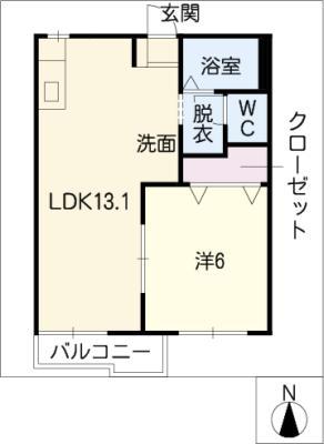 グリーンパークSUMI(1LDK/1階)の間取り写真