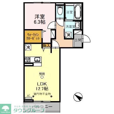 リヴィエール I(1LDK/2階)の間取り写真