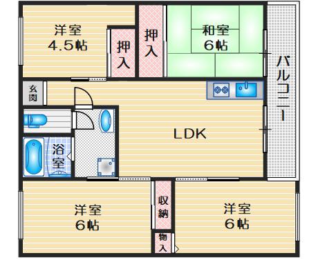 メゾン垂水(4LDK/3階)の間取り写真
