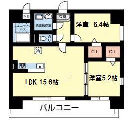 サンヒルズ近見(2LDK/4階)の間取り写真