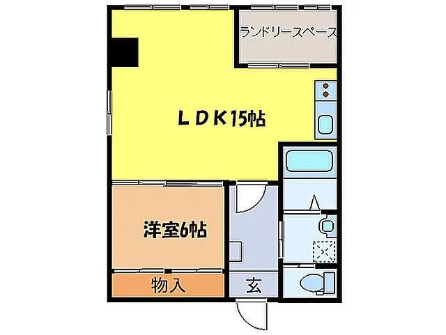 タワーサイドビル(1LDK/2階)の間取り写真