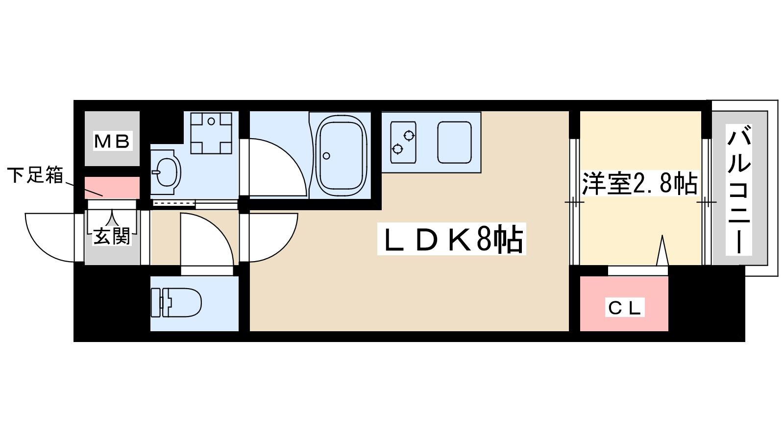 フォーチュニー江坂1(1LDK/4階)の間取り写真
