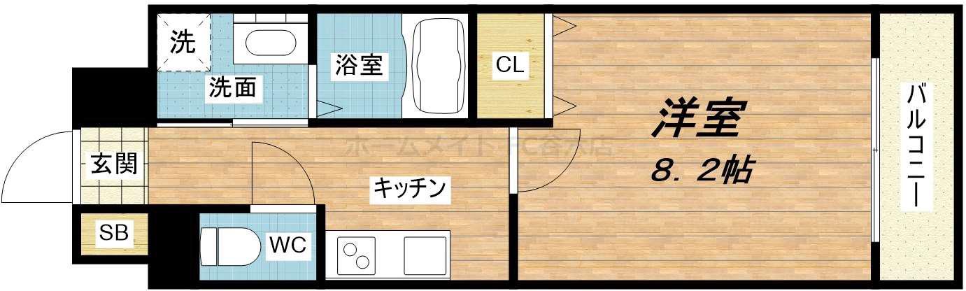 ベルンガーデン巽(1K/4階)の間取り写真