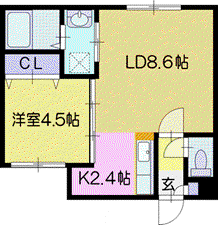 WIN00(1LDK/1階)の間取り写真