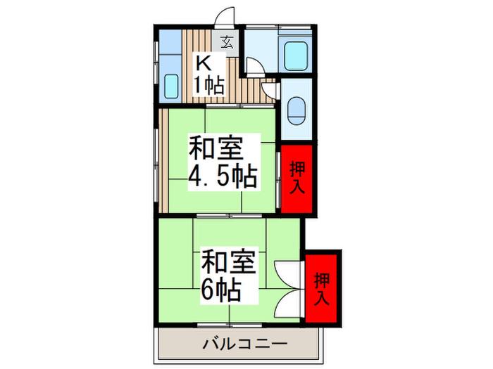 滝澤荘(2K/2階)の間取り写真