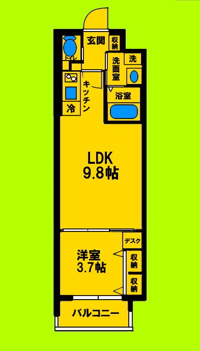 スプランディッド江坂デュー(1LDK/5階)の間取り写真
