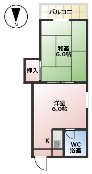 松栄栢ノ木ビル(2K/2階)の間取り写真