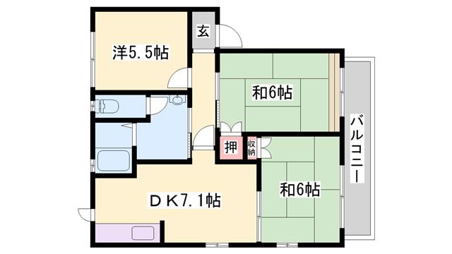 セファミ小野(3DK/1階)の間取り写真